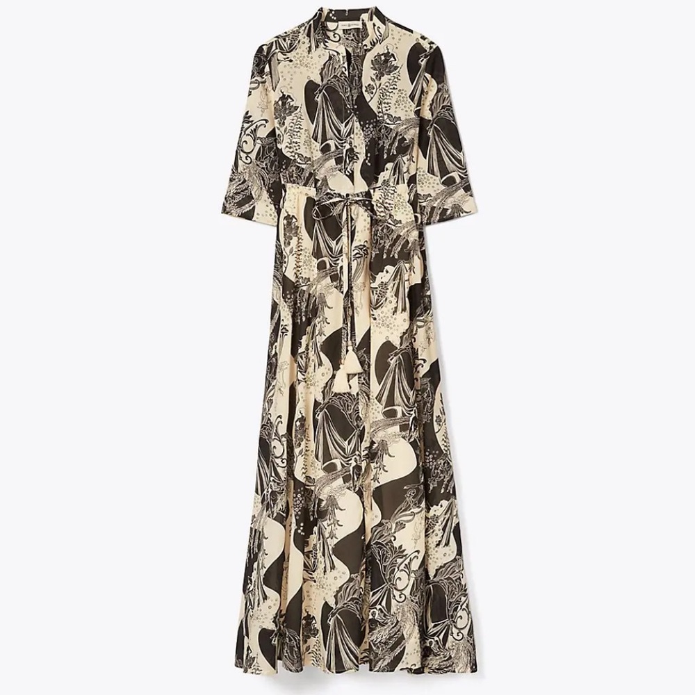 NWT - Tory Burch - French Muse Cotton Voile Printed Shirt Dress - Sz S.